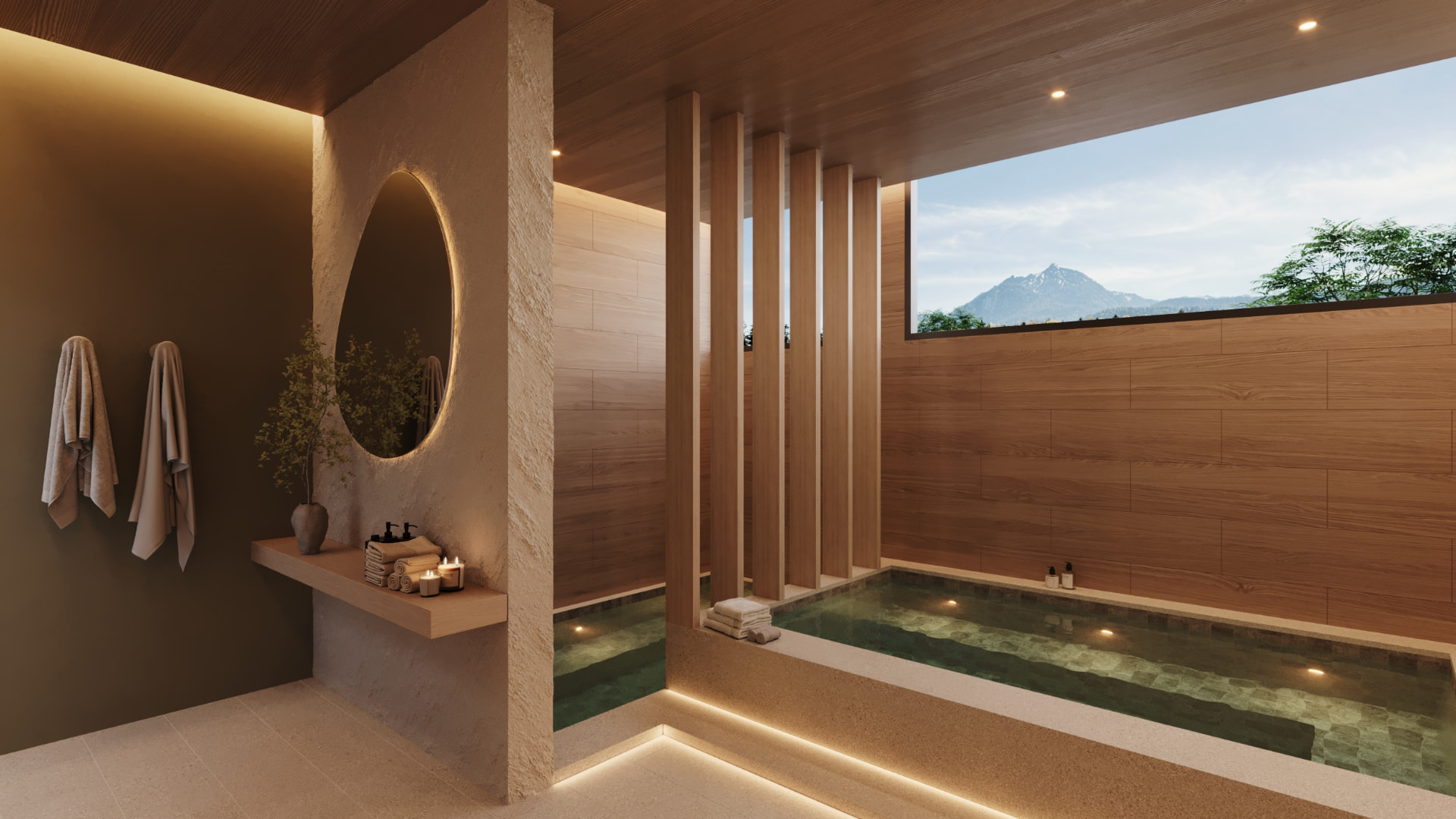 Spa de AURA con jacuzzi y vistas a la naturaleza